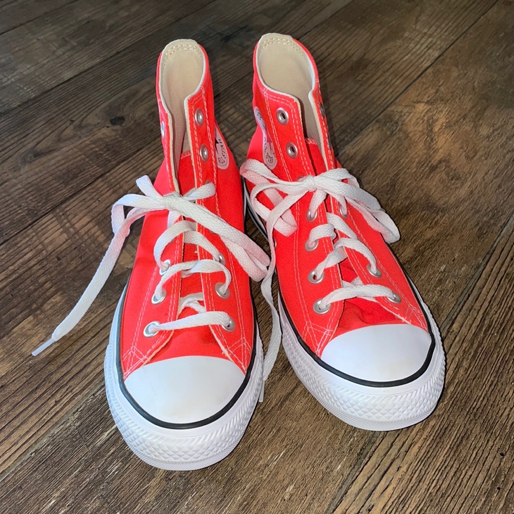 Neon Orange Converse High Tops 🧡